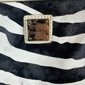Vintage Dooney & Bourke Zebra Print Crossbody Bag Cream Leather Trim
